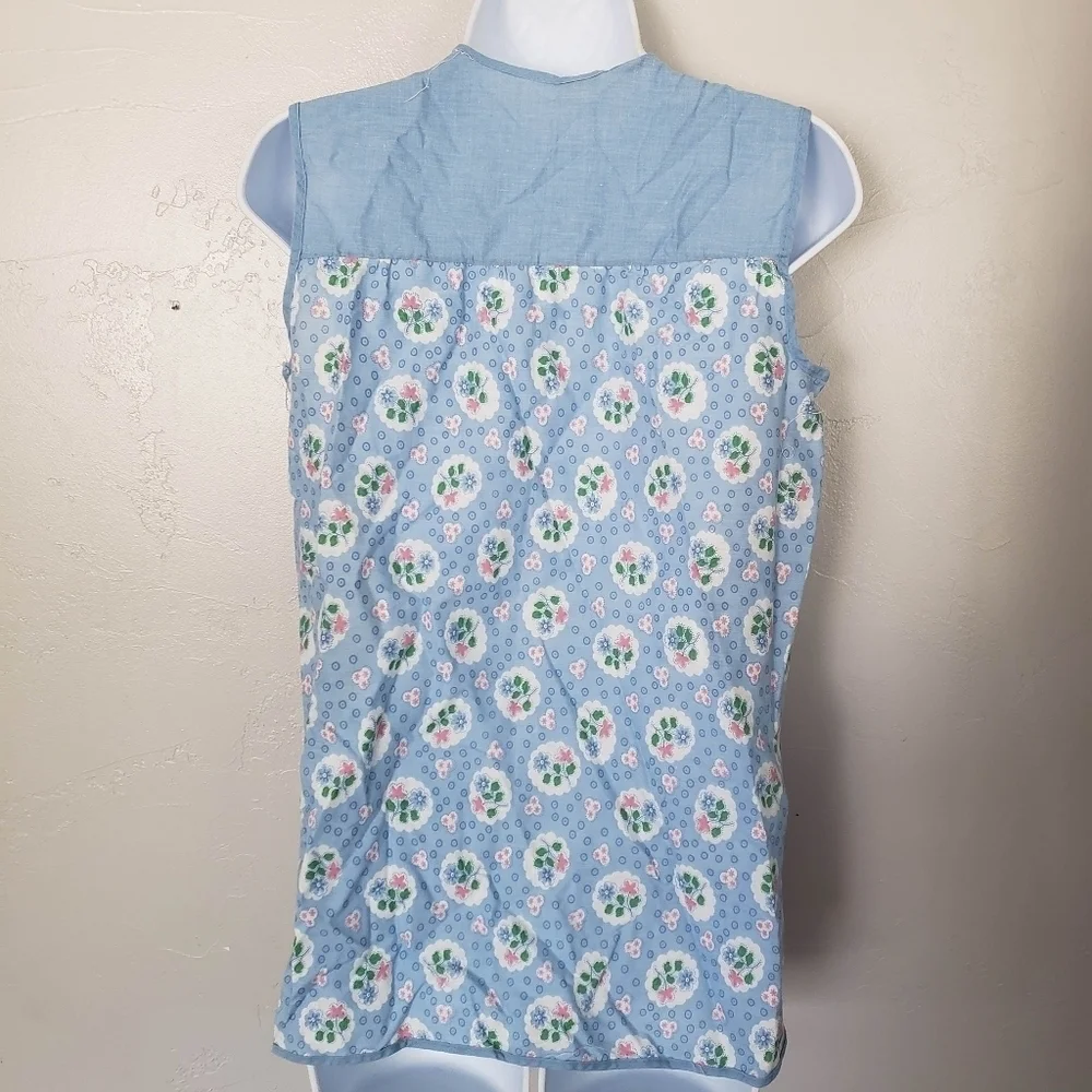 Artistic Creation Vintage Small Light Blue Smock Pink White Floral Painter